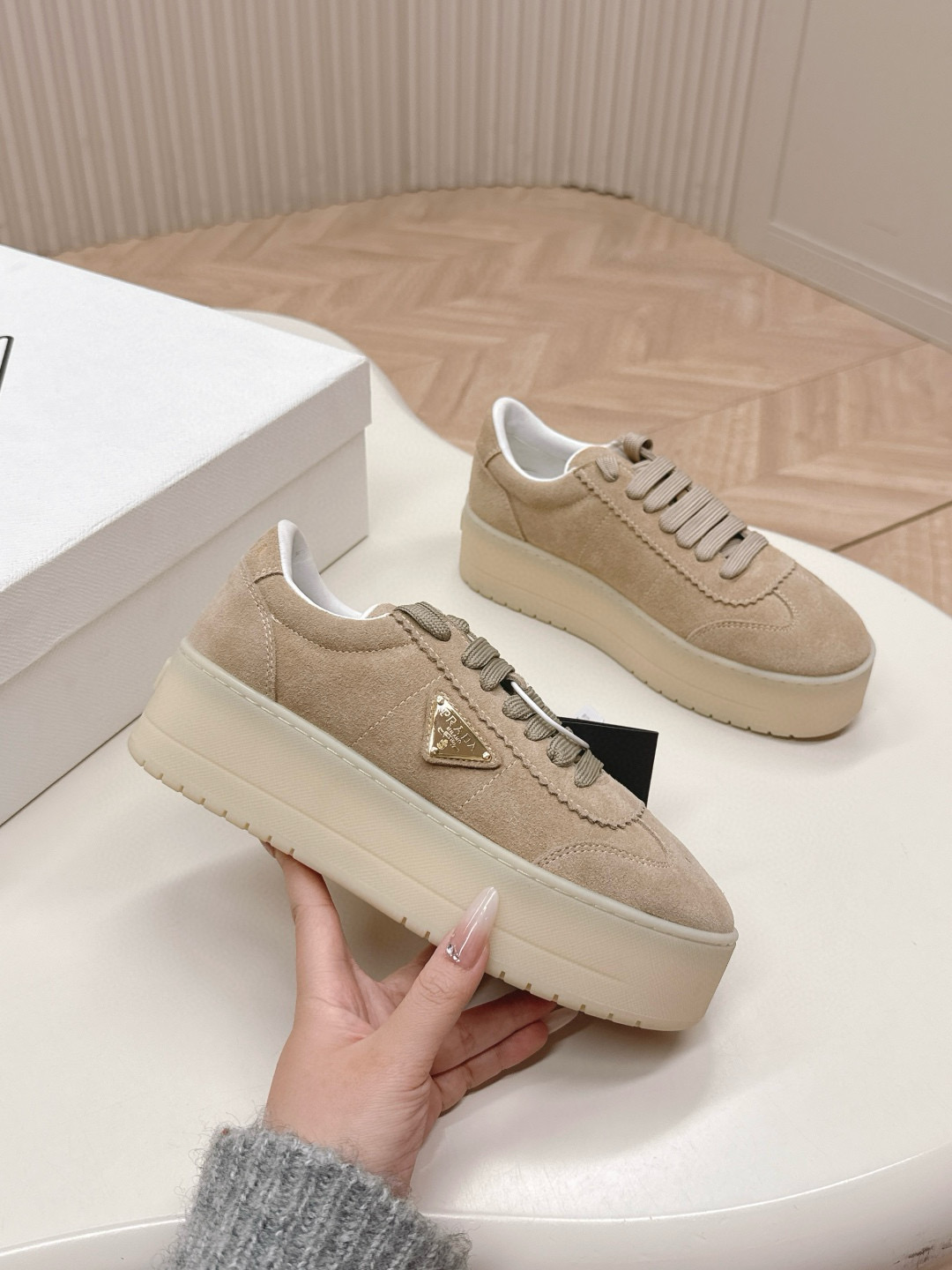 프라다 5cm 여자 스니커즈 신발 운동화