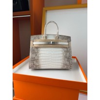 에르메스 퀸의 상징 히말라야 은장 버킨백 25 악어가죽